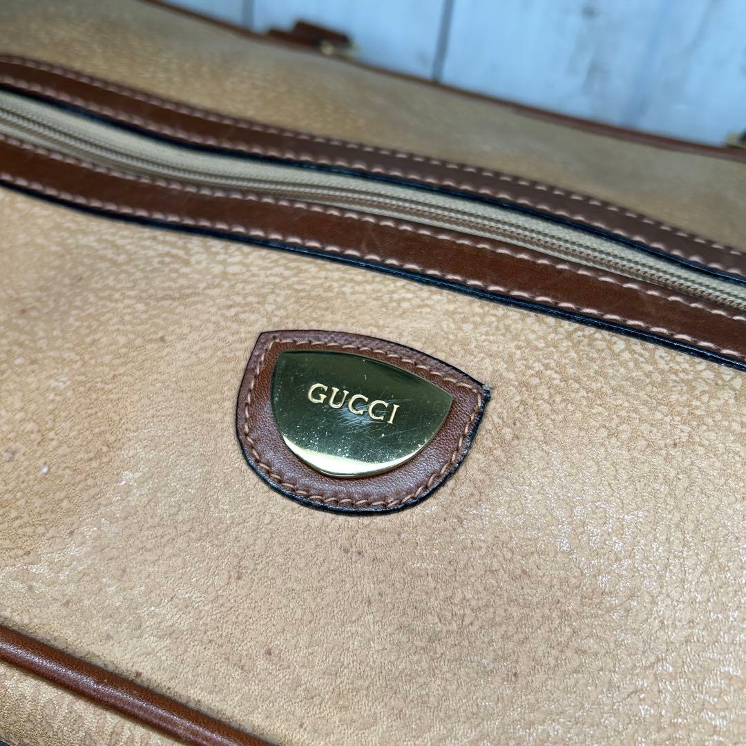 GUCCI オールドグッチ レザー ボストンバッグ ブラウン　ロゴ　大容量　旅行