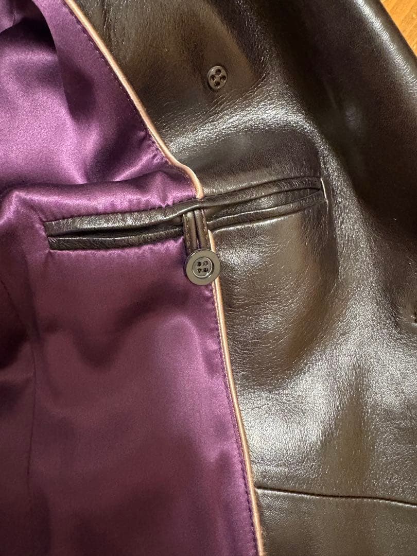 コーチ COACH レザー トレンチコート ダークブラウン