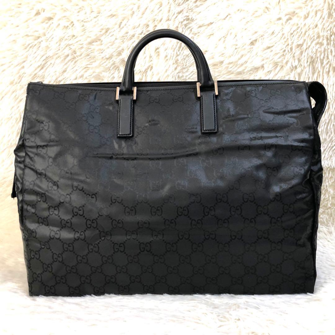 【大容量】GUCCI ボストンバック GG柄 ナイロン ブリーフケース 鍵付き