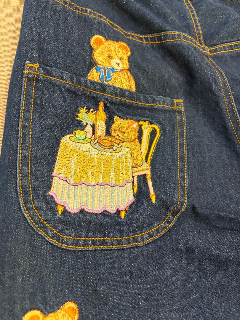 ユキエモン　刺繍　デニムパンツ