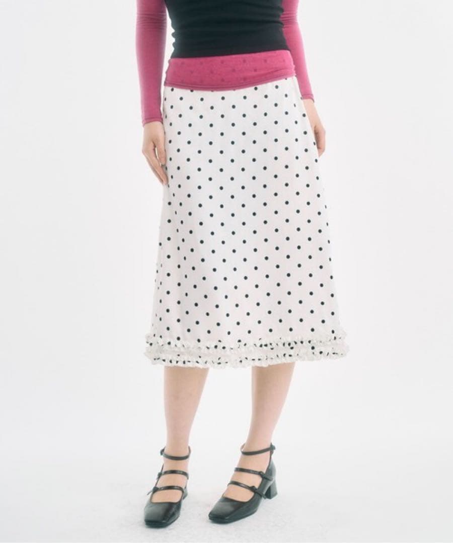 スカート FEKETE dot frill midi skirt