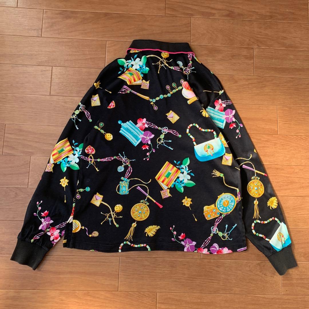 LEONARD SPORT 総柄 アクセサリー柄 ポロシャツ BK Lサイズ