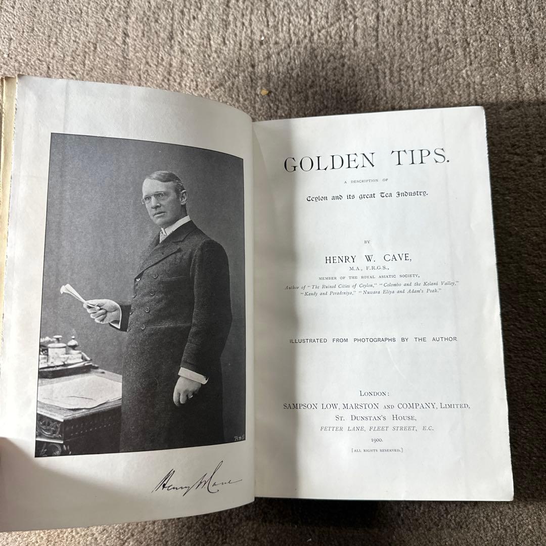 希少 1900年 3面金装飾 GOLDEN TIPS 紅茶 研究書 アンティーク