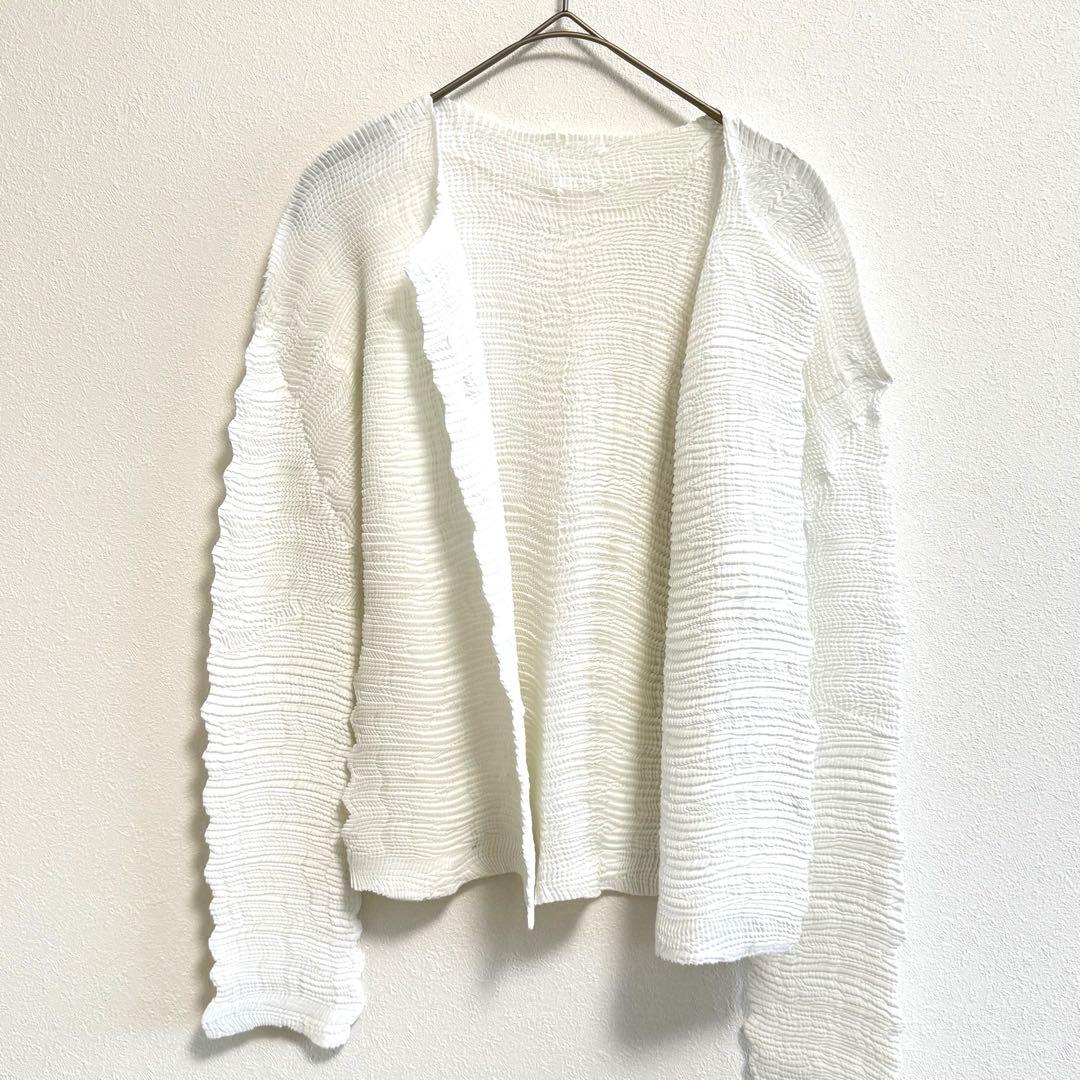 ISSEY MIYAKE プリーツ　ノーカラー　長袖　カーディガン　Mサイズ