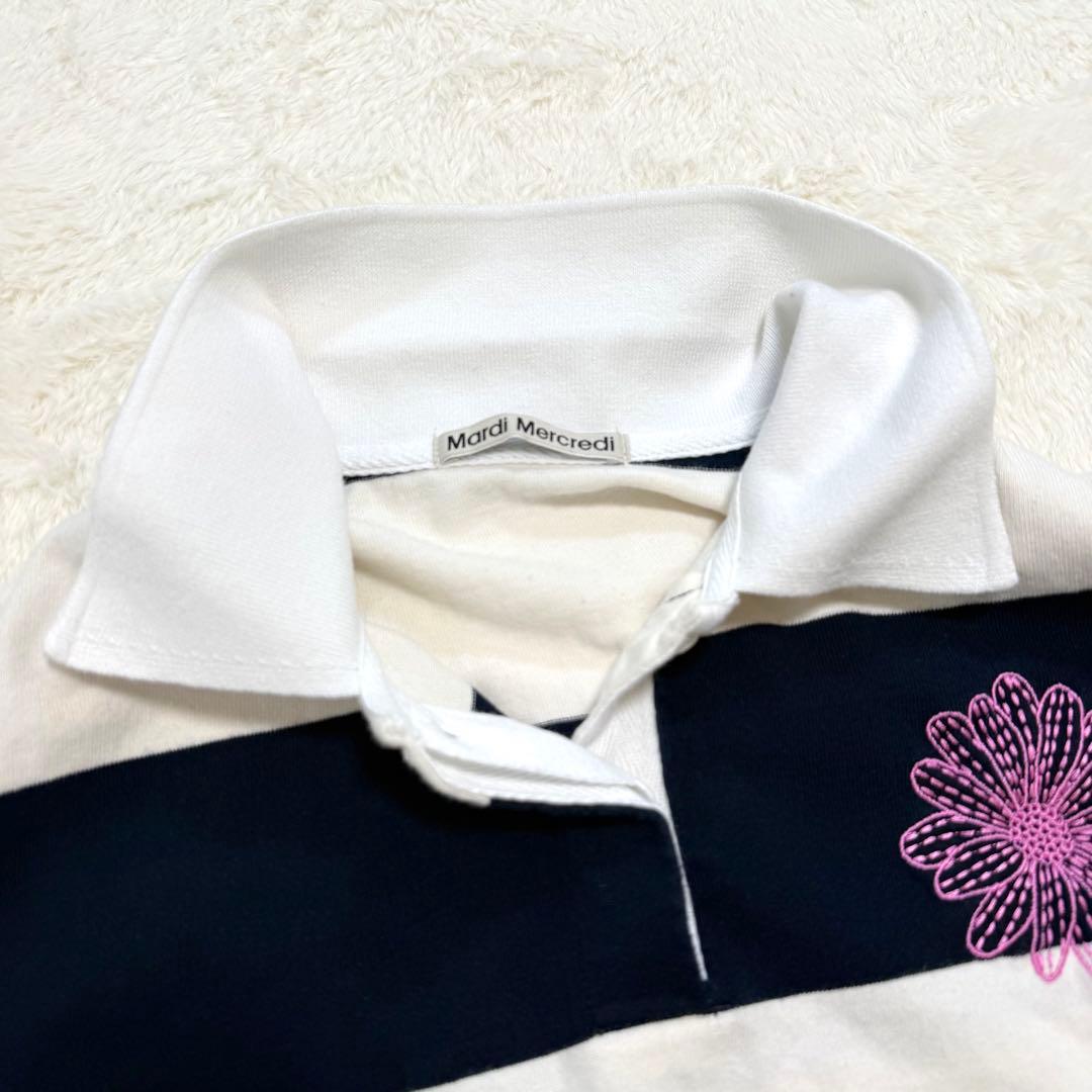 トップス Mardi Mercredi RUGBY SHIRT STRIPE FLOWER