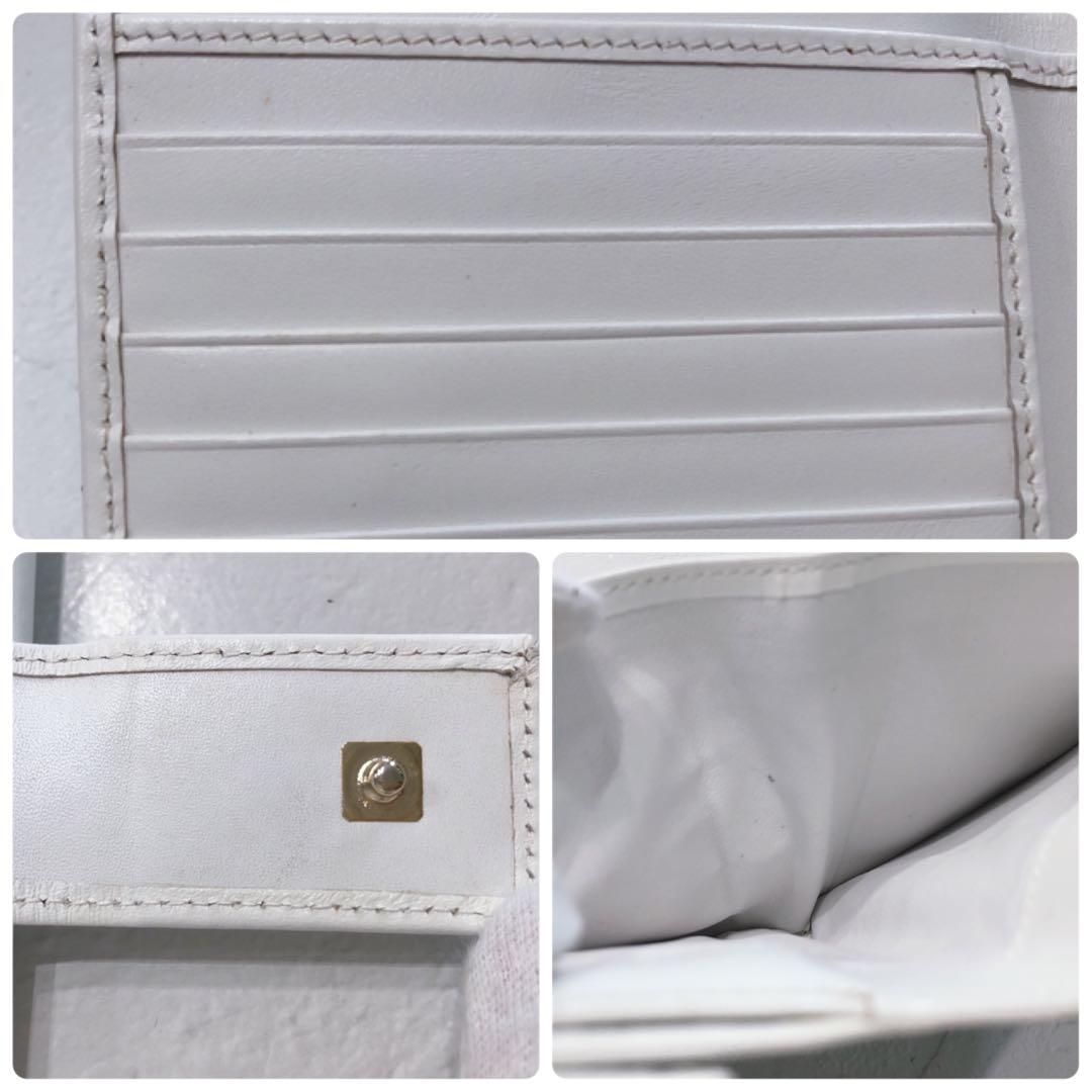 ☆GUCCI☆ グッチ 二つ折り財布 ホワイト 水色 キャンバス レザー GG柄