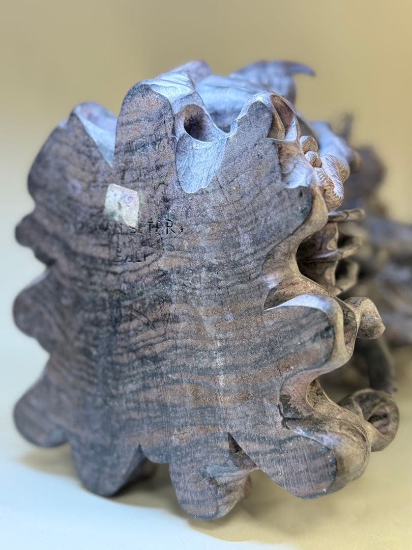 T49「東南アジア美術」縞黒檀木彫 ガルーダに乗るヴィシュヌ神像 高さ46㎝