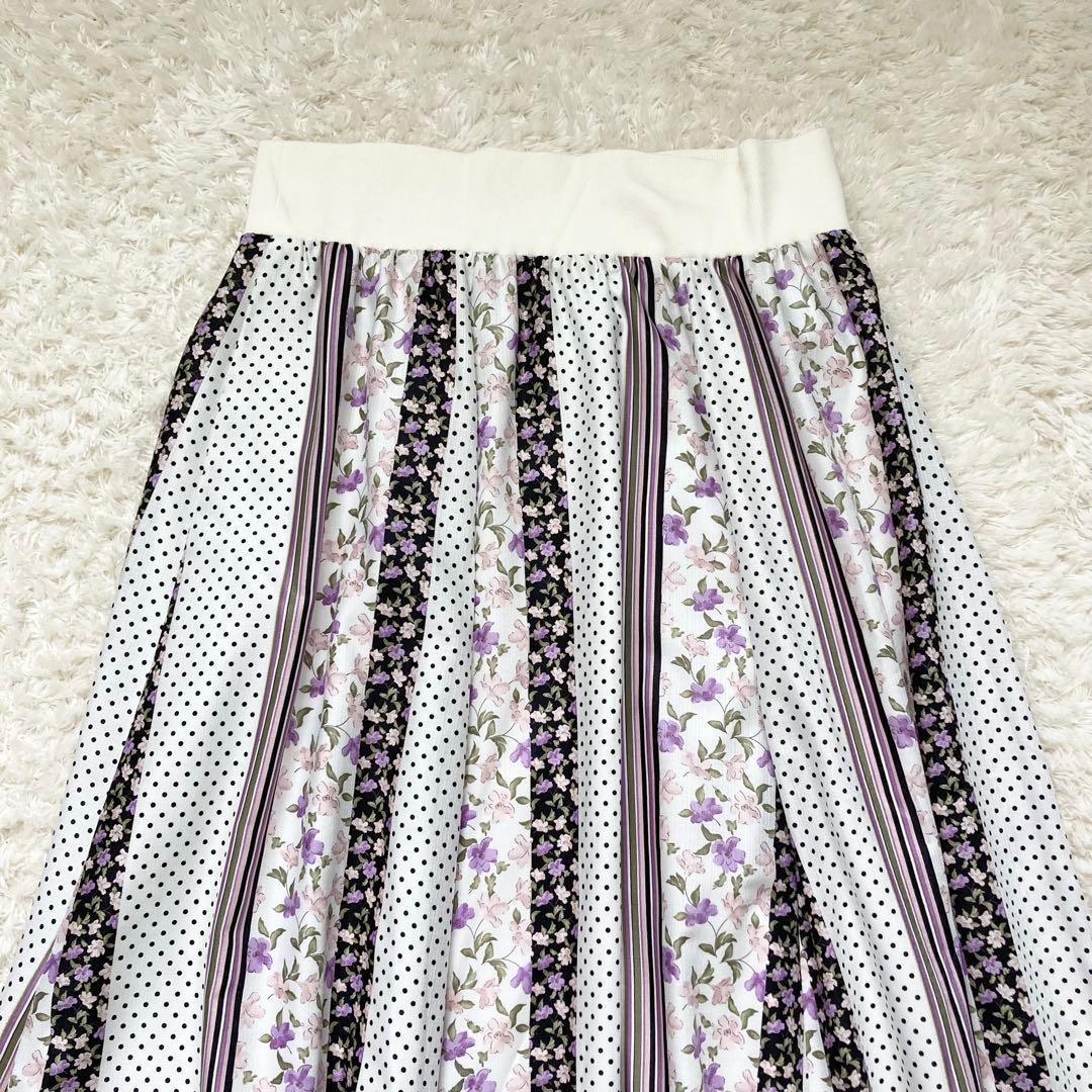 大きい✨️ローズティアラ マキシ丈 ロング スカート フレア 花柄 パッチワーク