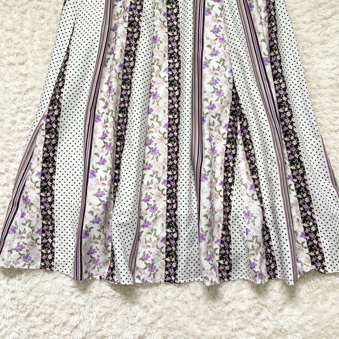 大きい✨️ローズティアラ マキシ丈 ロング スカート フレア 花柄 パッチワーク