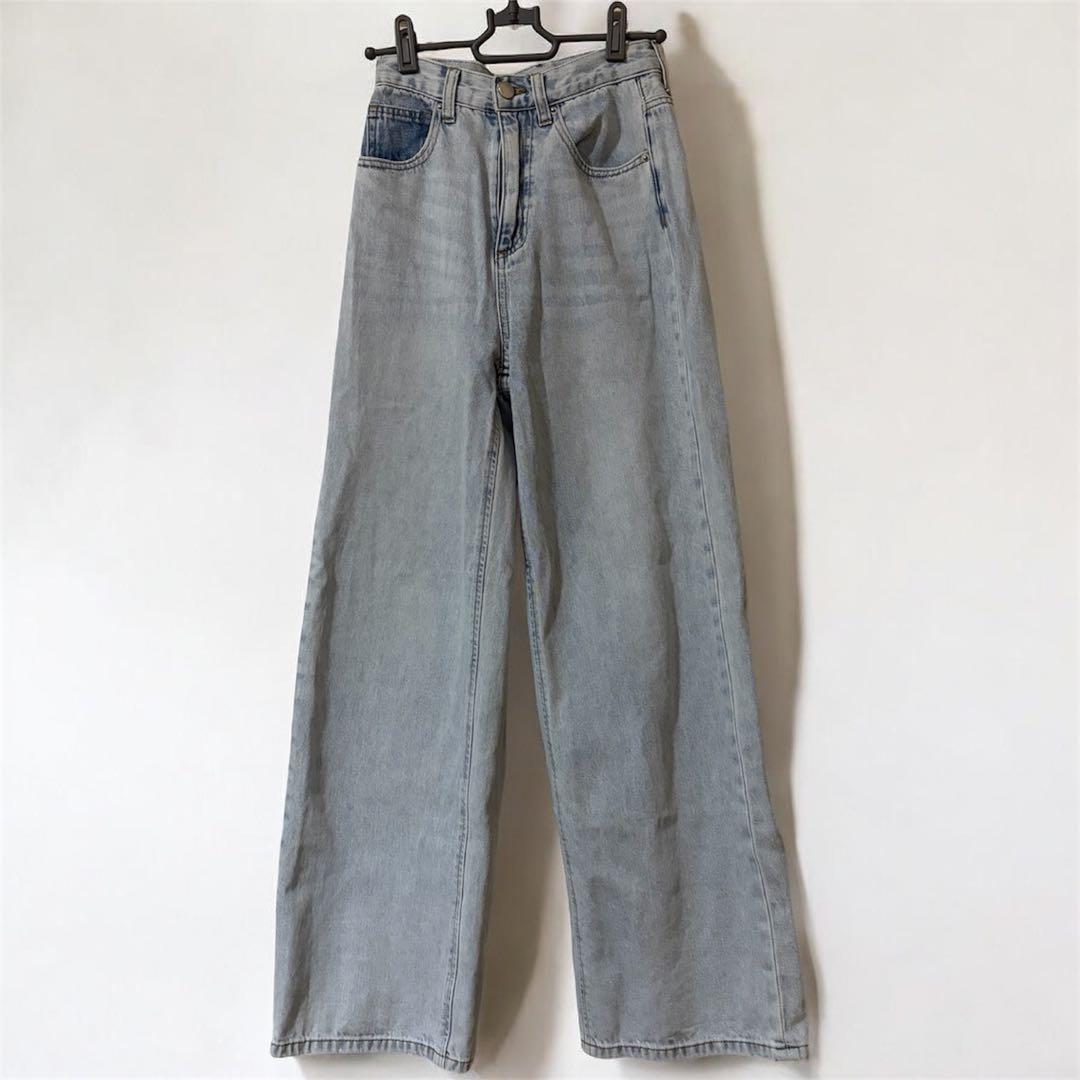 り　美品　TWWdenim washed-blue XXS S