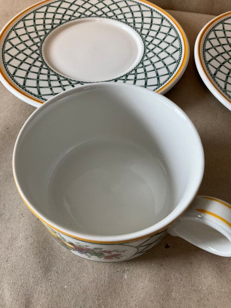 旧刻印　Villeroy & Boch バスケット　プレート　カップ　ソーサー