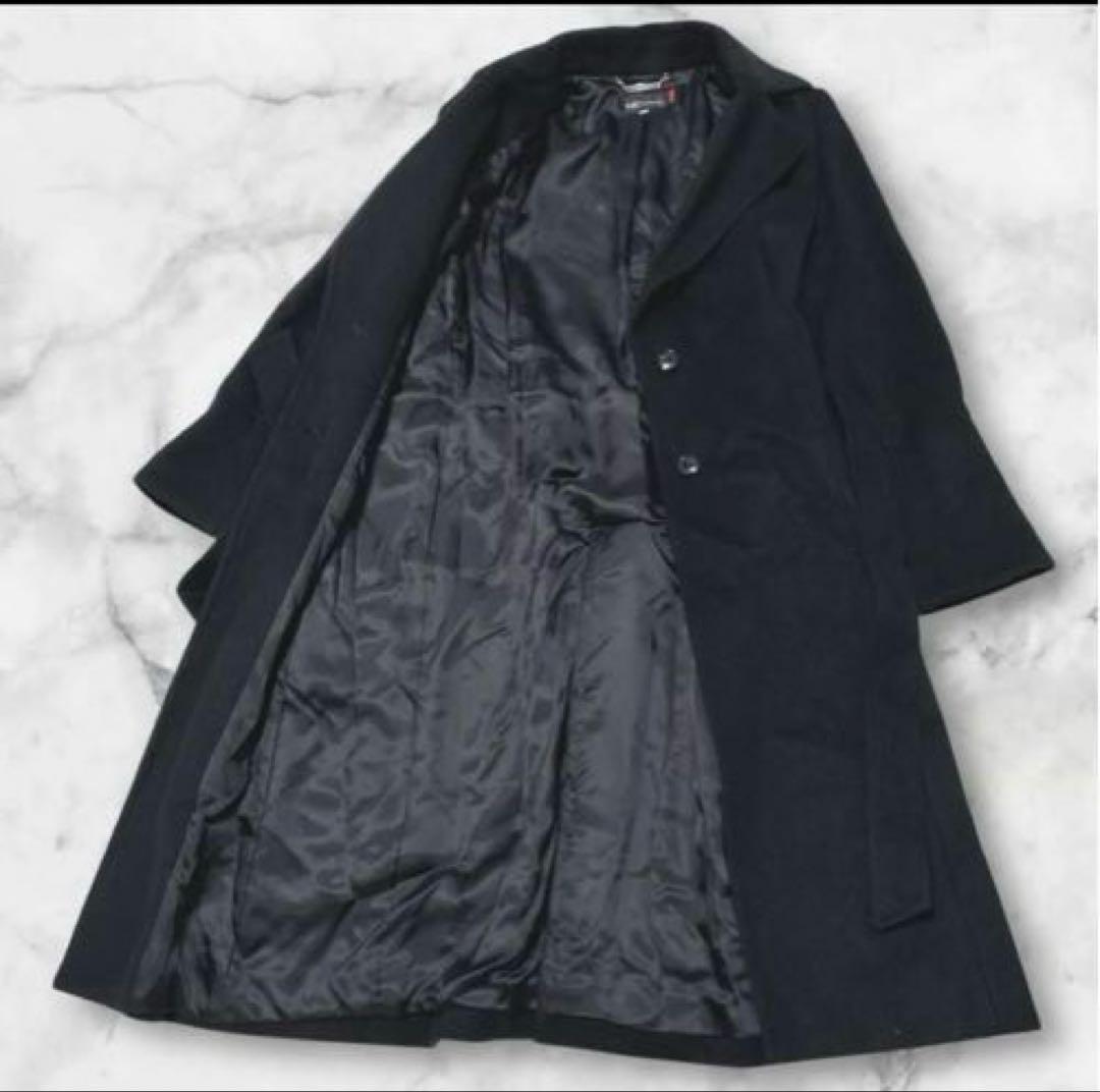 INED イネド　ロングコート　 ベルテッド　カシミヤ100% ブラック