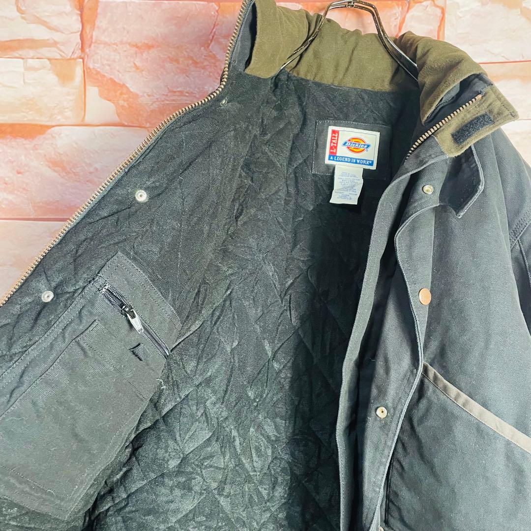 【美品】ディッキーズ　カバーオールダックジャケット　肉厚ブラック　XLビック古着