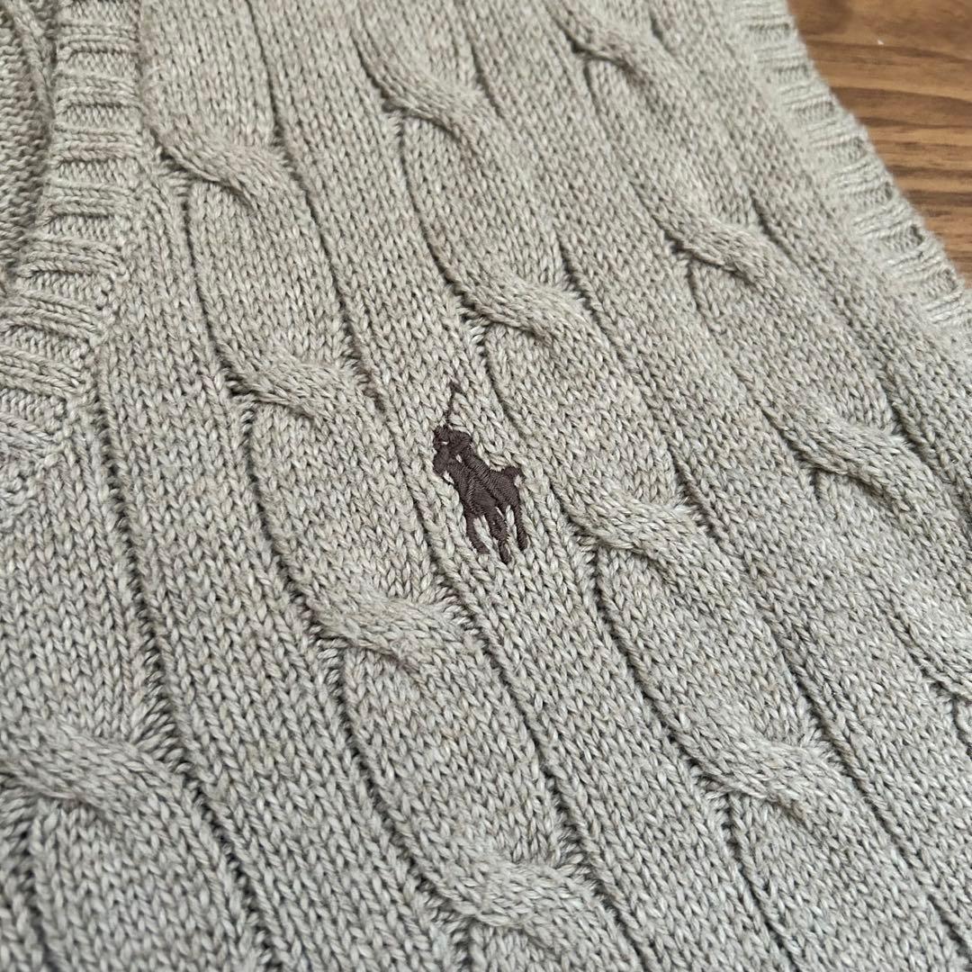 POLO RALPH LAUREN ケーブルニットベスト グレージュ XL