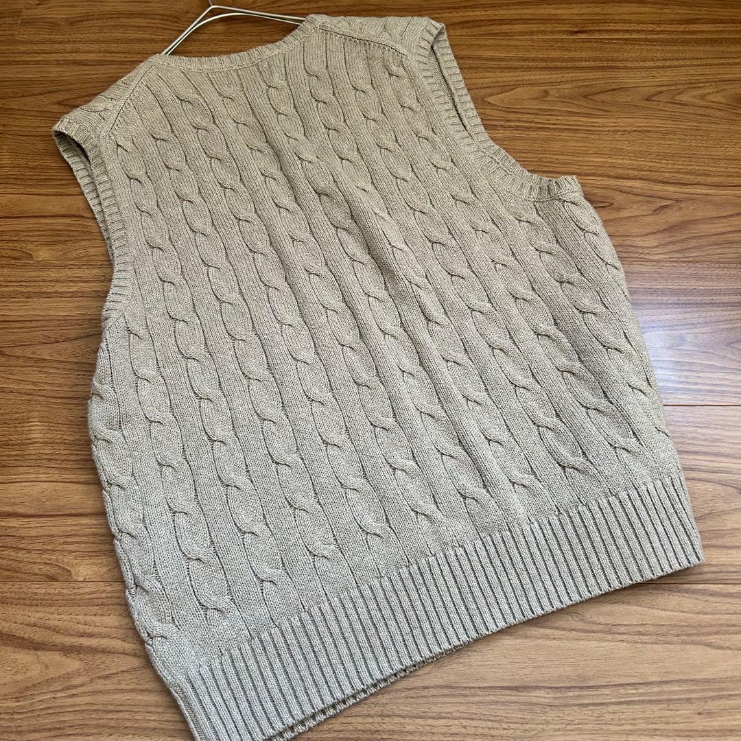 POLO RALPH LAUREN ケーブルニットベスト グレージュ XL