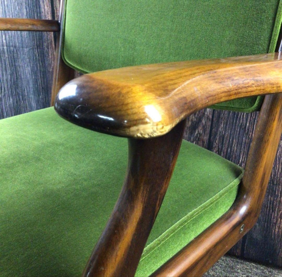 【美品】カリモク コロニアル デスクチェア モスグリーン オールドカリモク