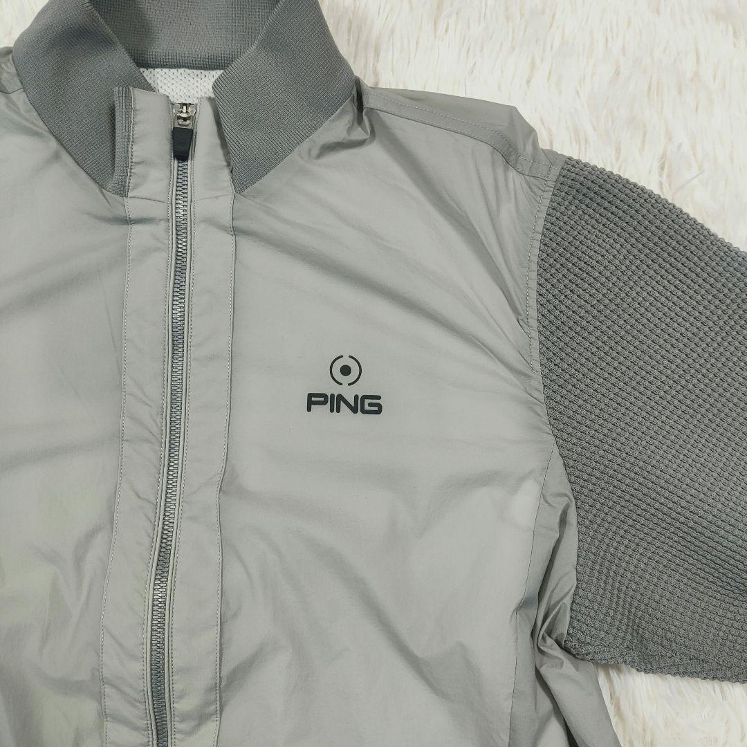 新品　PING ドッキングブルゾン　ストレッチ性・透け防止　メンズL　グレー