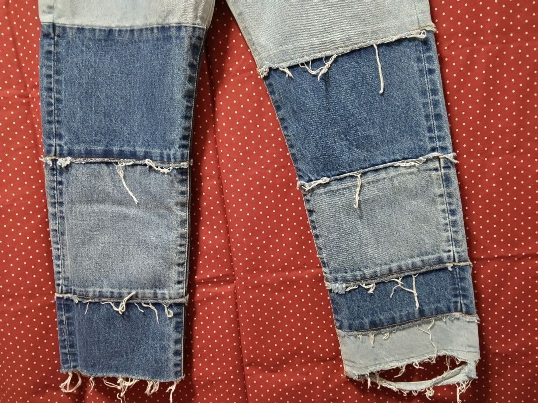 イギー☆MOUSSY☆パッチワークデニムパンツ26M～L☆新品未使用タグ付