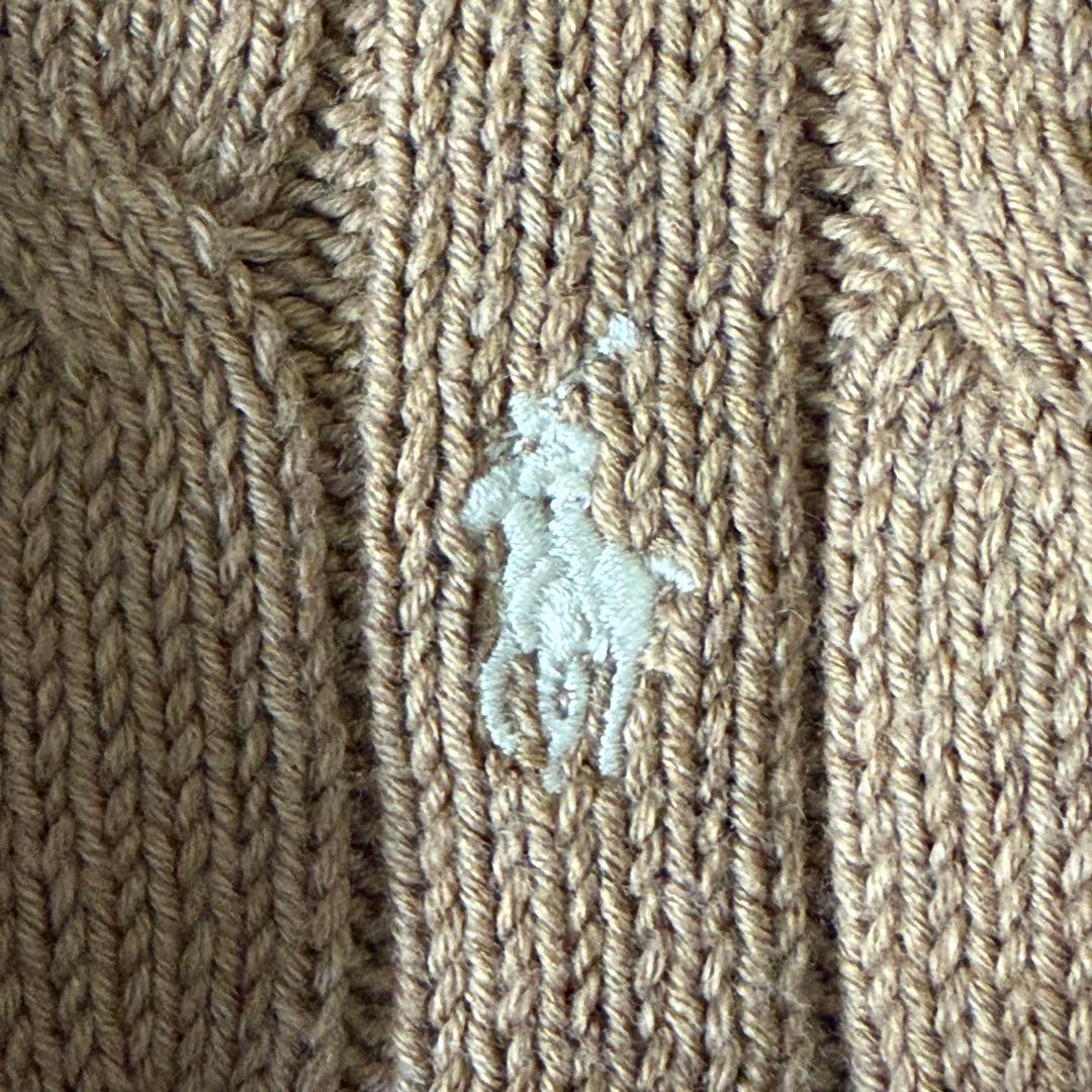 未使用級 ポロラルフローレン 現行 コットン ケーブルニット ポロ刺繍 XL