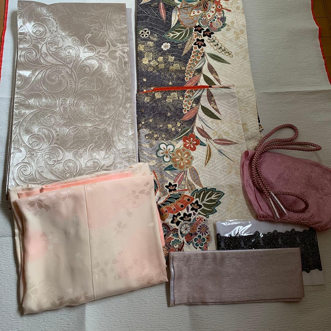 美品　正絹 振袖 フルセット オフホワイト