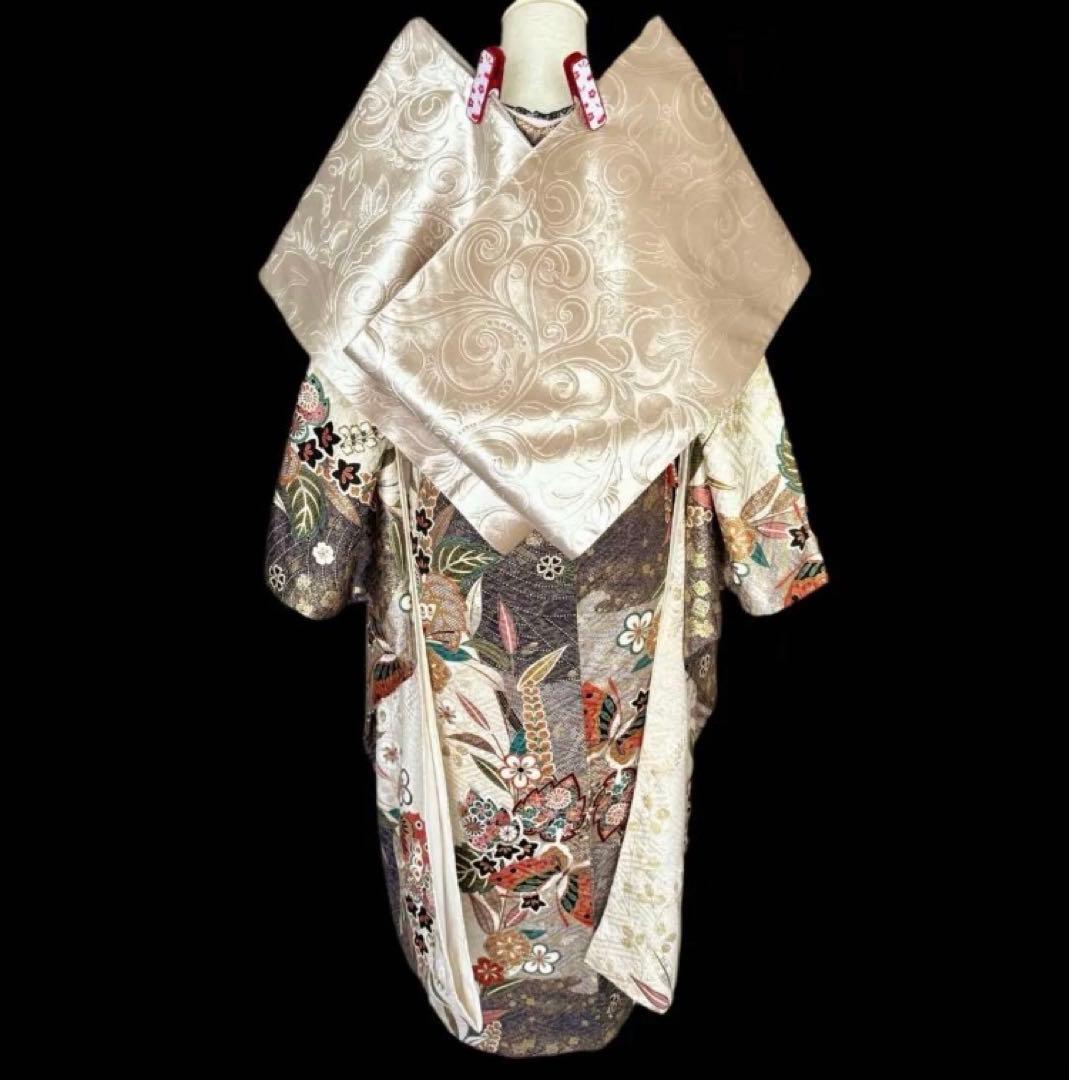 美品　正絹 振袖 フルセット オフホワイト