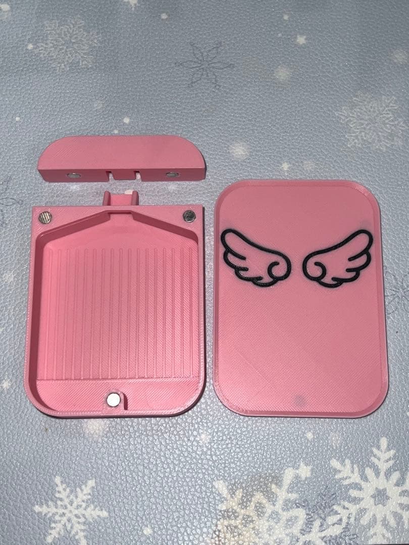 翼デザイン ピンク四角形アート用品