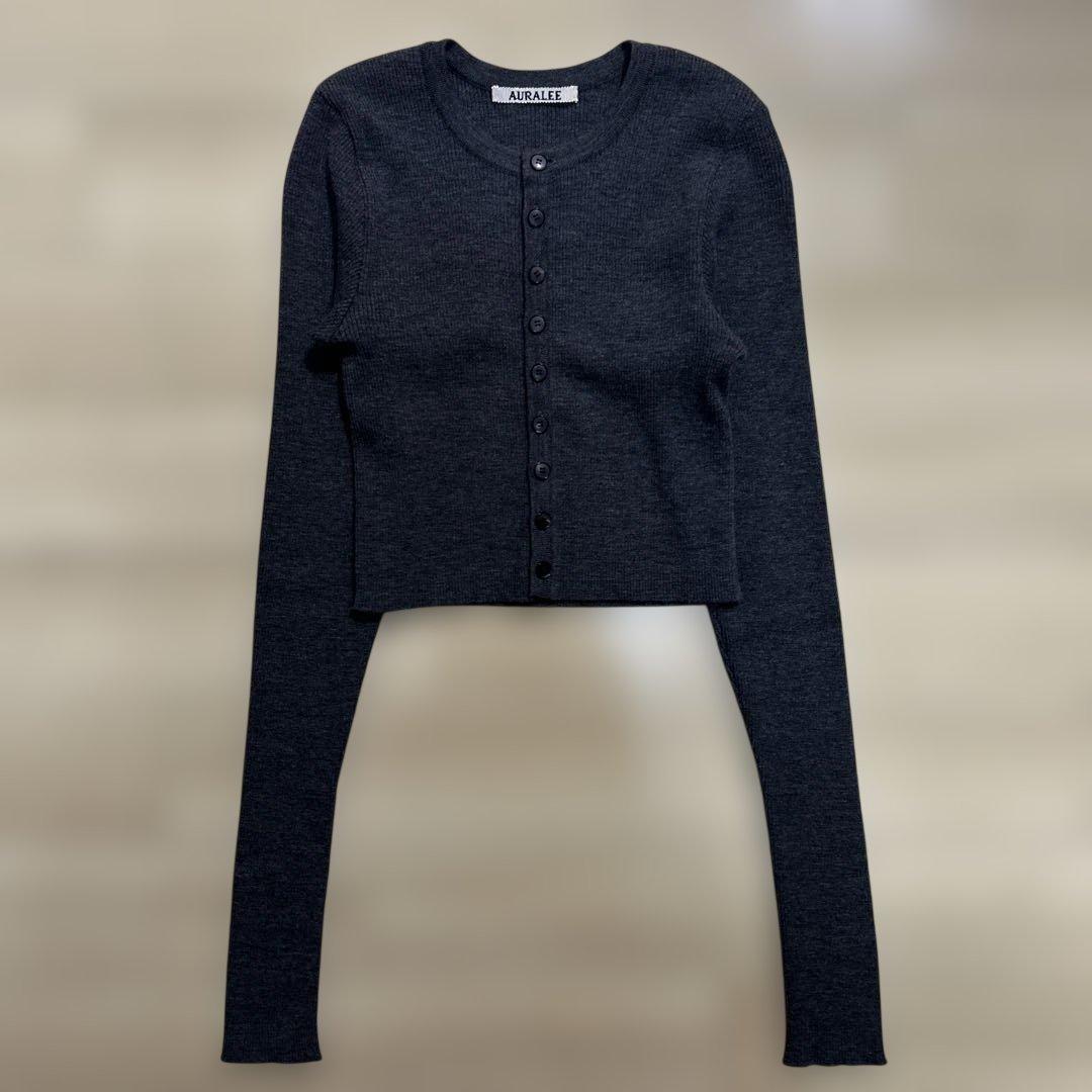 トップス 23AW AURALEE / RIB KNIT SHORT CARDIGAN