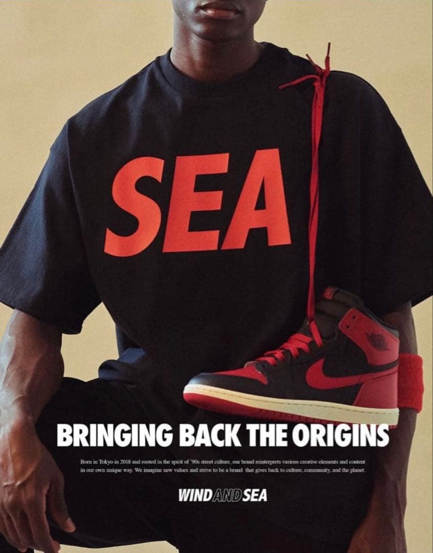 WIND AND SEA Tシャツ ブラック/レッド　L size