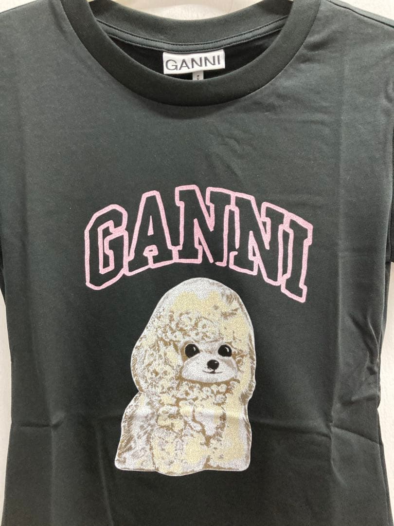 GANNI 半袖Tシャツ 黒 犬プリント