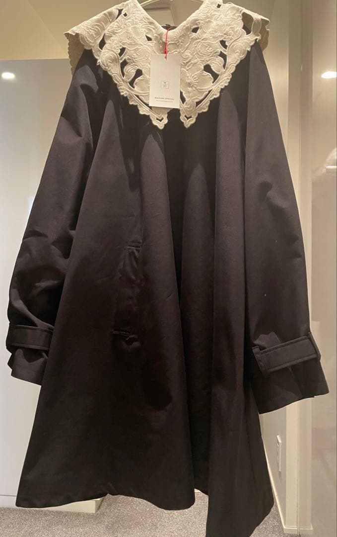 【新品】Lace Collar Tent Flare Trench Coat