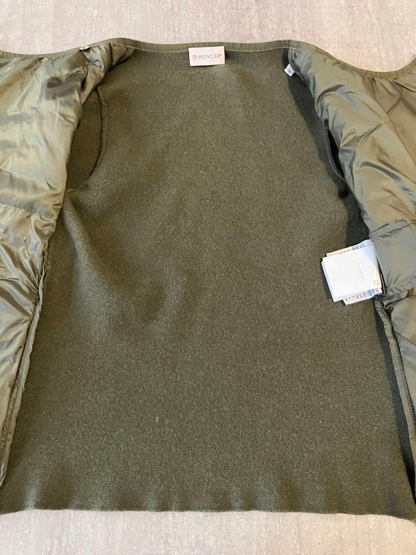 Moncler モンクレール　ニットとダウンのコンビカーディガン　カーキ