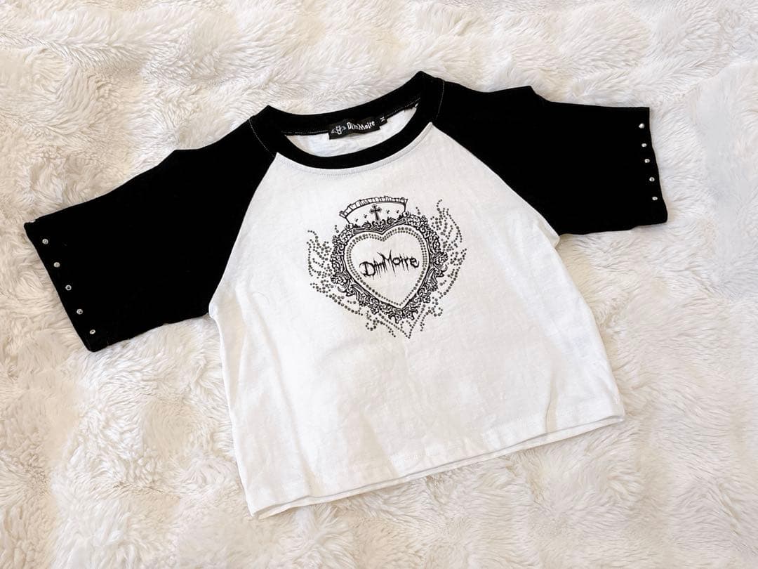 DimMoire ラインストーンHeartCoreミニT Black&White