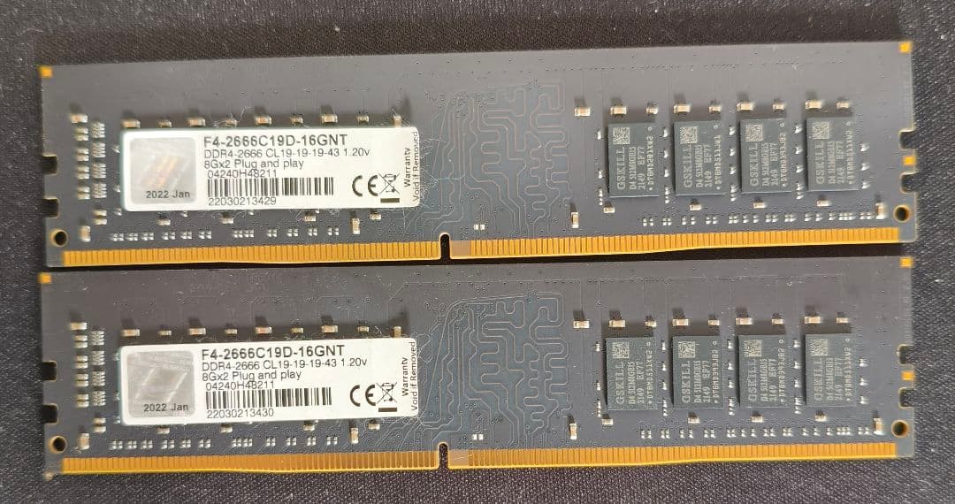 メモリ　G.SKILL DDR4 2666MHz 8GB×2