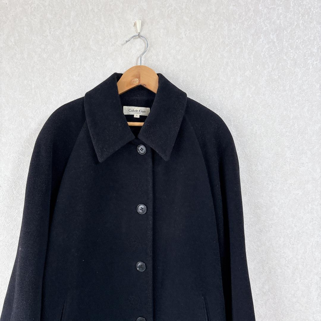 美品⭐️カルバンクライン アンゴラ混 ウール ロングコート 9 M ブラック