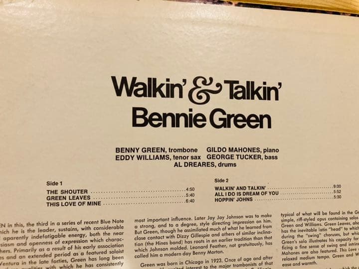 Bennie Green Walkin' And Talkin レコード LP