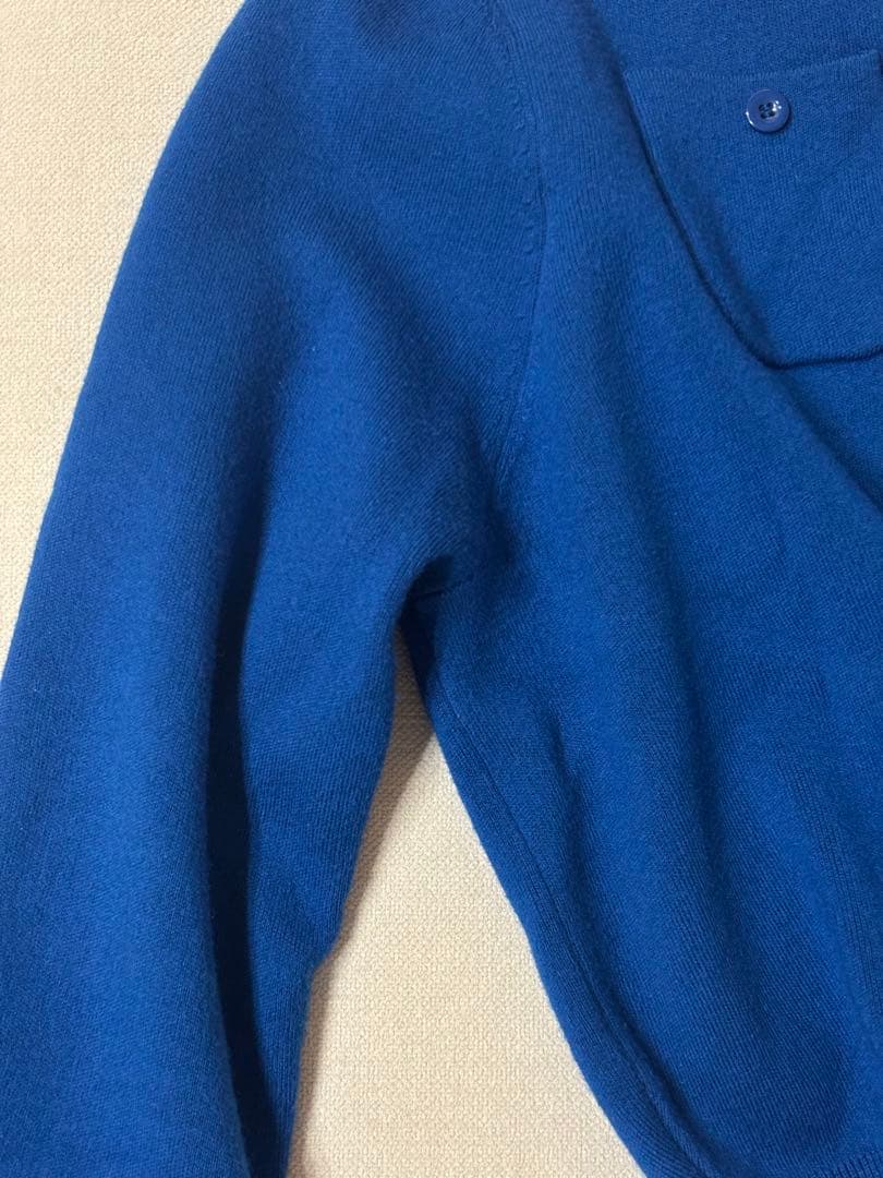 CABaN コットンカシミヤ クルーネックカーディガン　ブルー