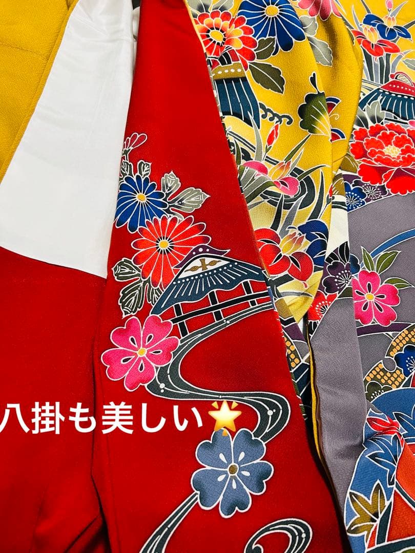 新品　最高級本振袖　京紅型巨匠宮崎良次先生作品 振袖用高級唐織袋帯　フルセット