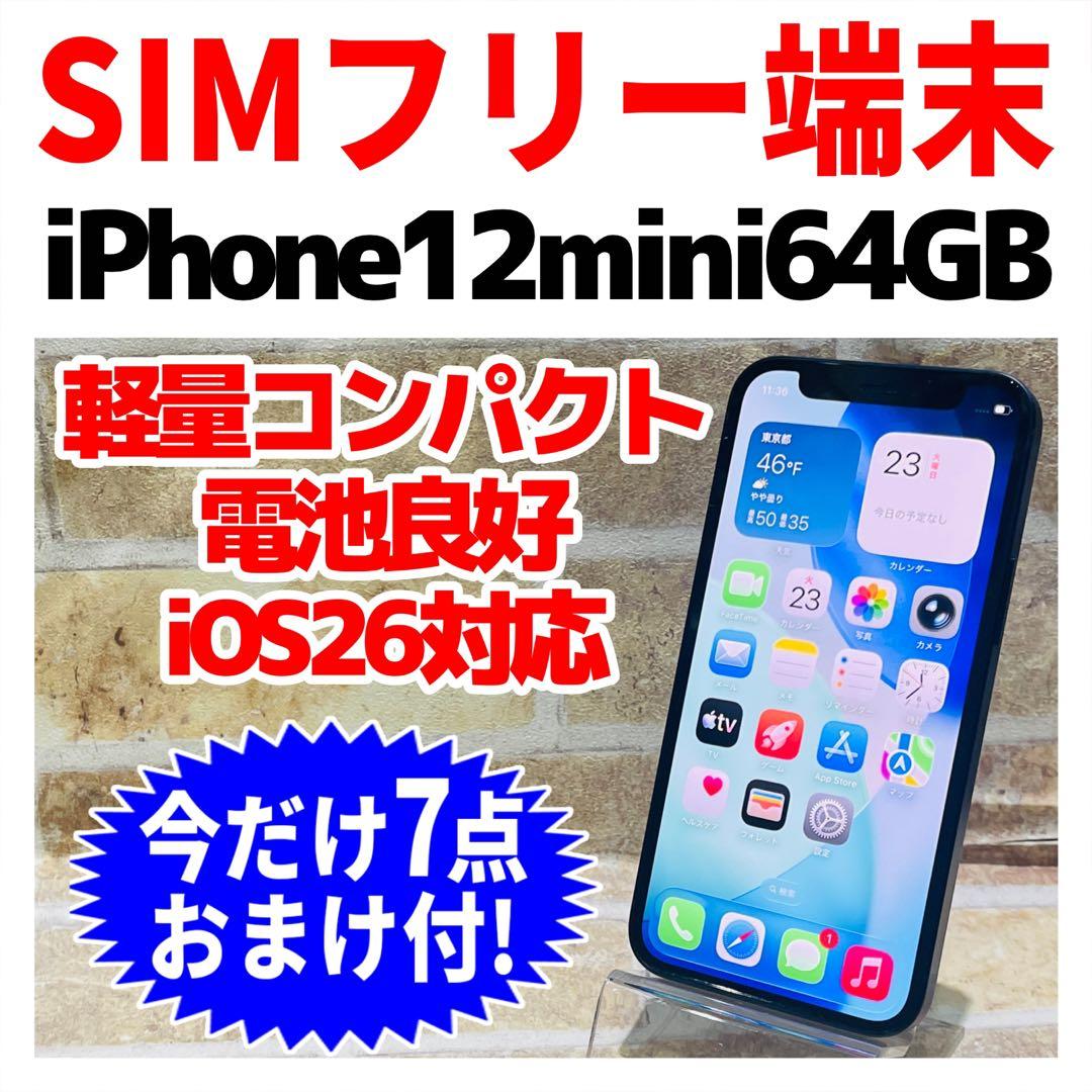 SIMフリー iPhone12mini 64GB ブラック 電池良好
