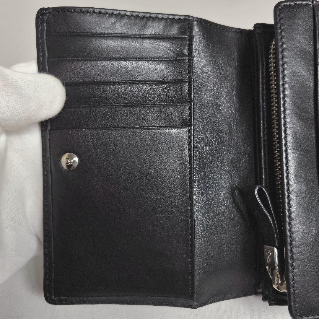 箱付き未使用品✨️　アニエスベー　スタッズ　フルレザー　折り財布　黒