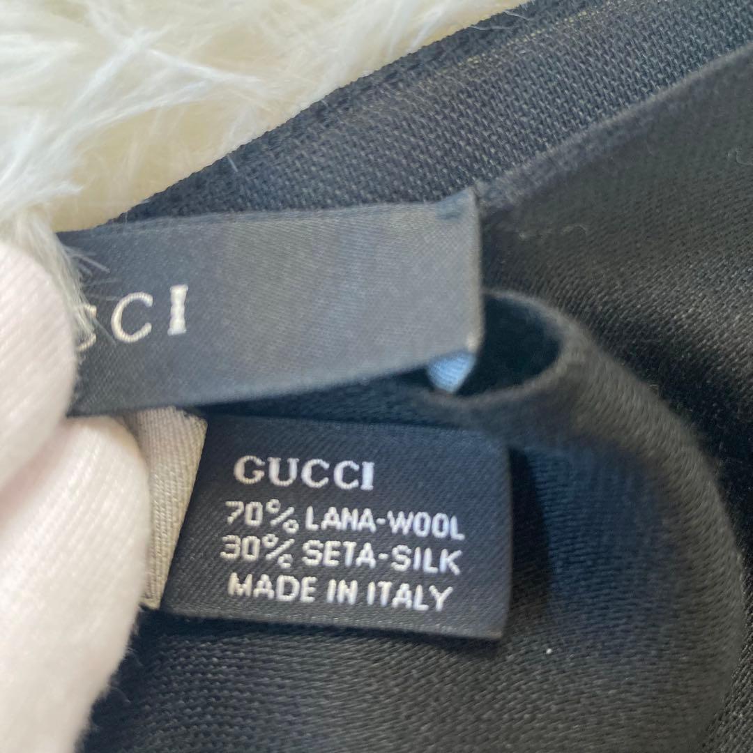 【美品】GUCCI グッチ GG柄 ショール ストール シルク ブラック
