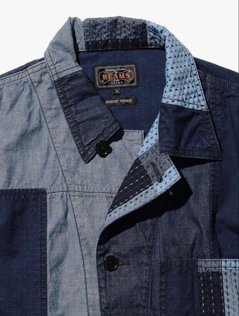 ジャケット・アウター BEAMS PLUS Chore Jacket Indigo Patchwork