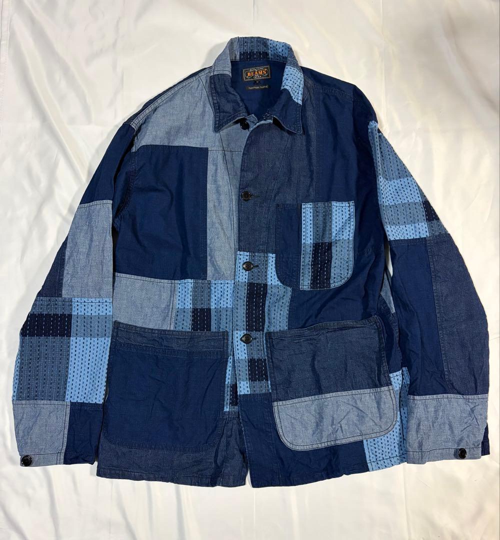 ジャケット・アウター BEAMS PLUS Chore Jacket Indigo Patchwork