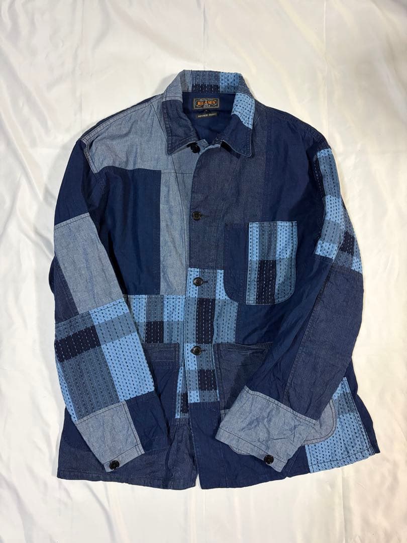 ジャケット・アウター BEAMS PLUS Chore Jacket Indigo Patchwork
