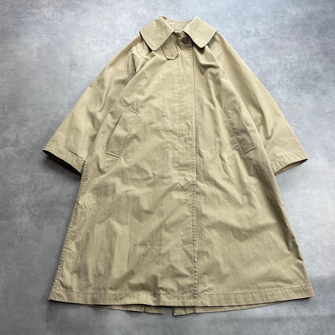美品 　JS　コットンナイロンギャバ ビッグカラー　スプリングコート　ベージュ