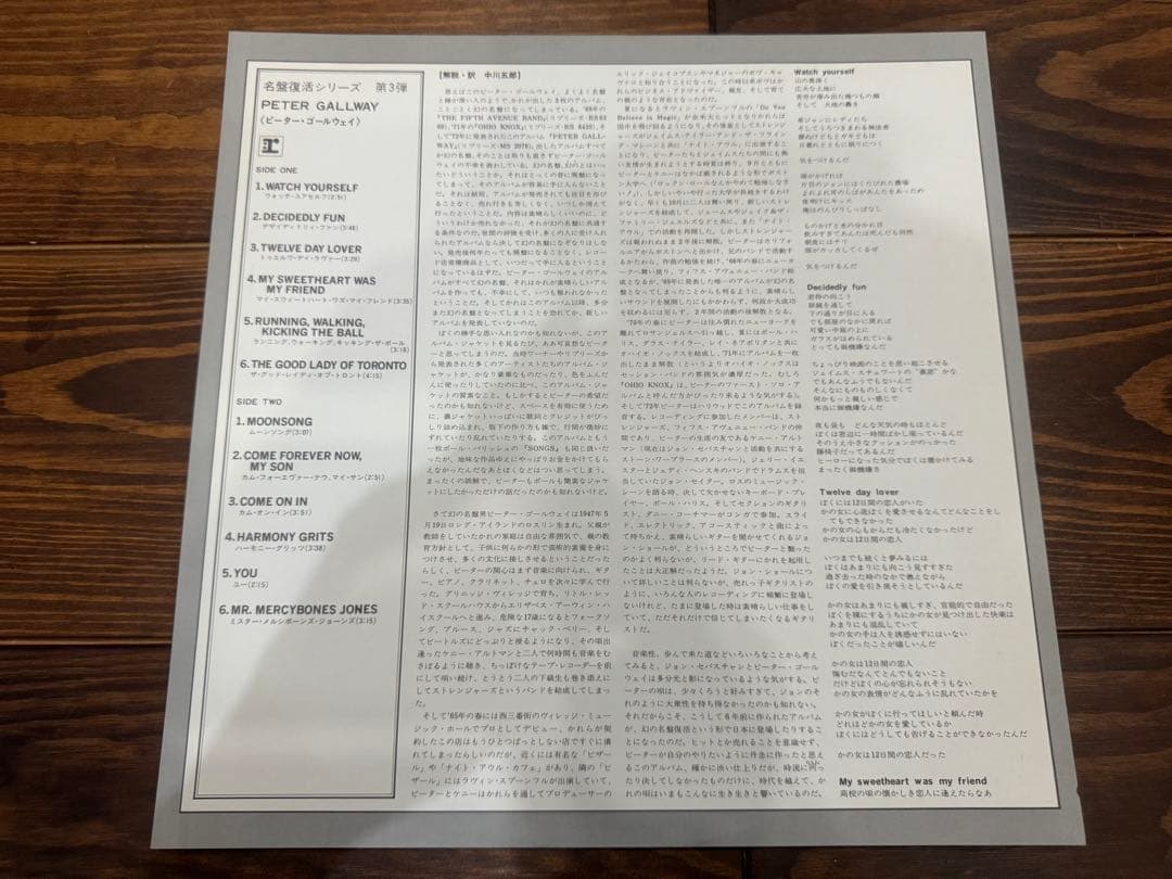 【貴重プロモ】Peter Gallway 帯付きレコード
