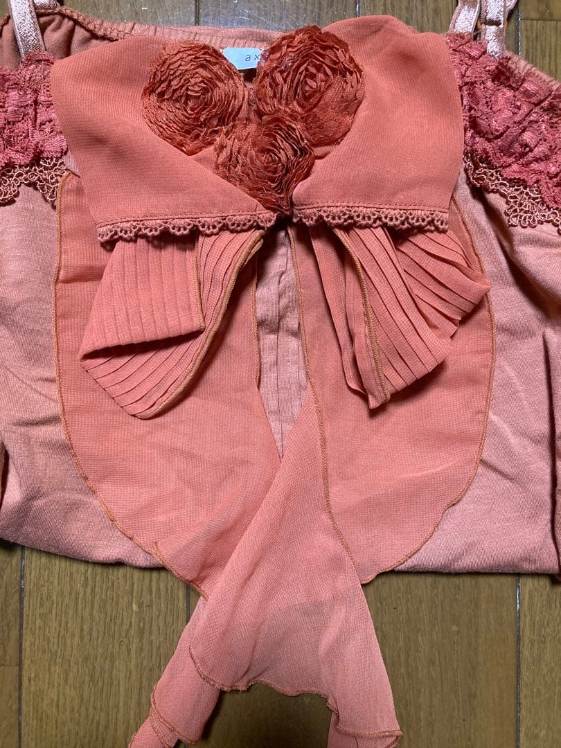 axes femme♡ビッグリボンキャミソール♡オレンジ♡お花モチーフ♡