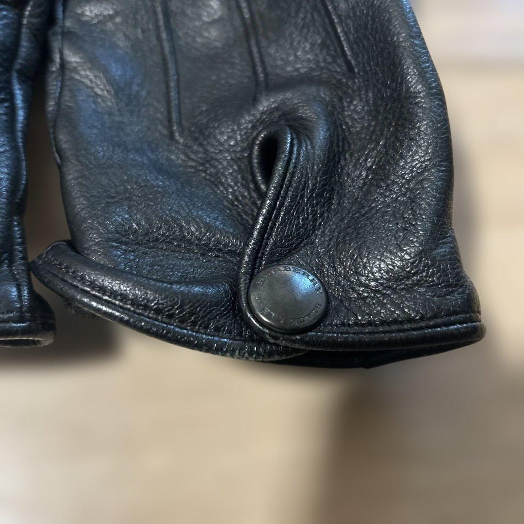 Burberry Black Label 鹿レザー手袋 黒 25cmバーバリー