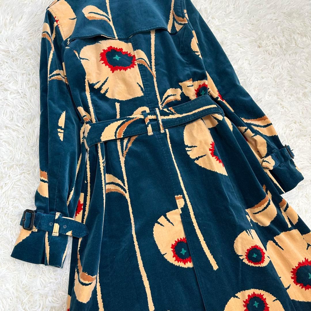 ポールスミストレンチコート フラワー柄 ベルベット 花柄 ベルト 40