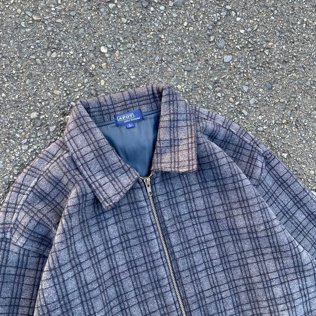 80s 90s Vintage ジップアップフリースジャケット チェック L