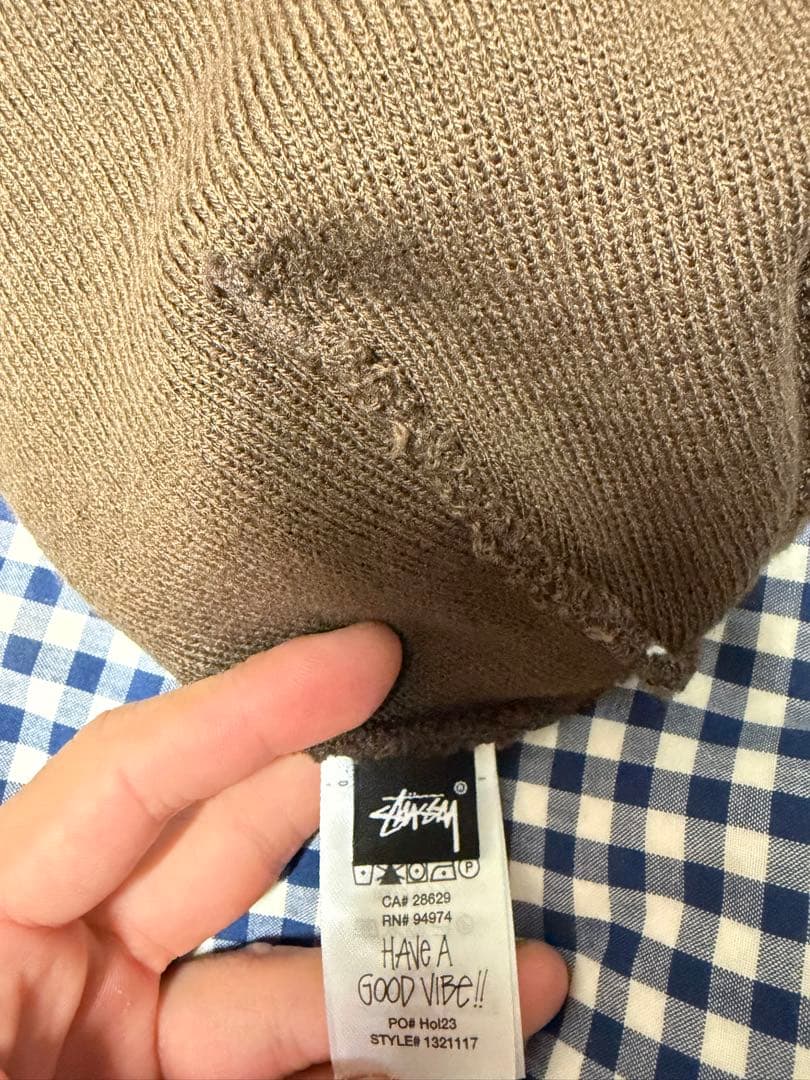 Stussy ビーニー　SSリンクロゴ　ニット帽　ブラウン　古着